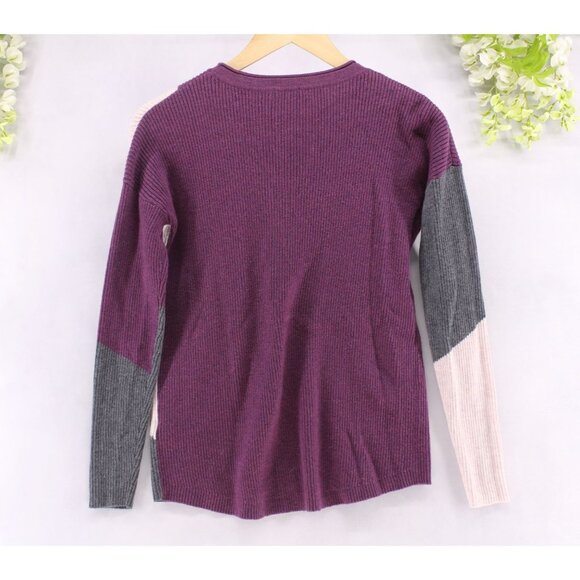 Smartwool Women's Sangria Colorblock Ribbed Merino Wool Crewneck Sweater Sz S - Picture 2 of 11